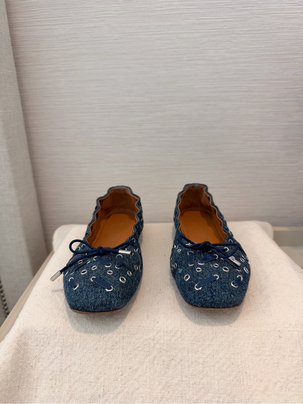 Stylish Denim eyelet ballerina flats
